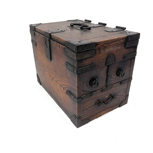Antique Japanese Suzuribako wooden writing box from the Meiji period