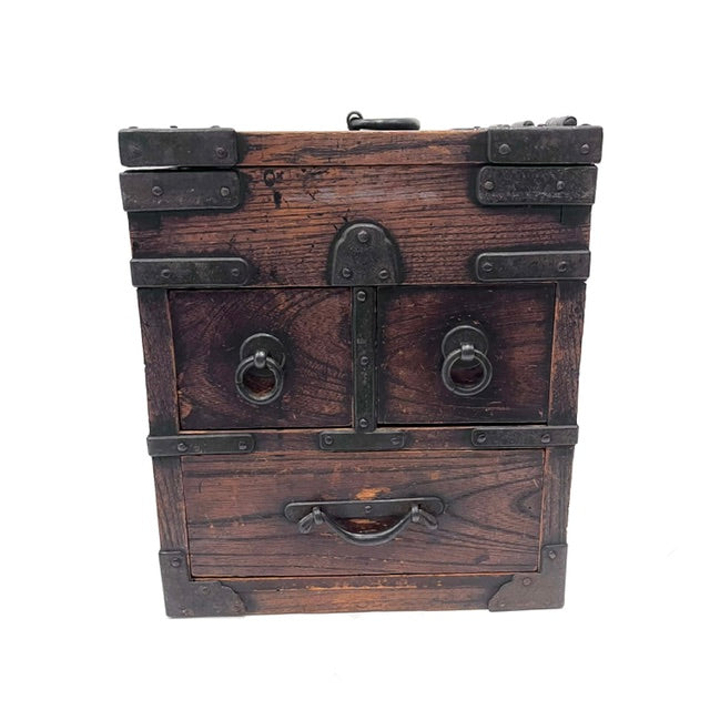 Antique Japanese writing box with 3 drawers on the side
