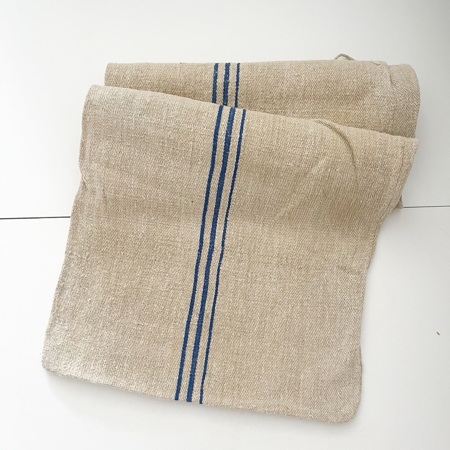 Linen grainsack with blue stripes