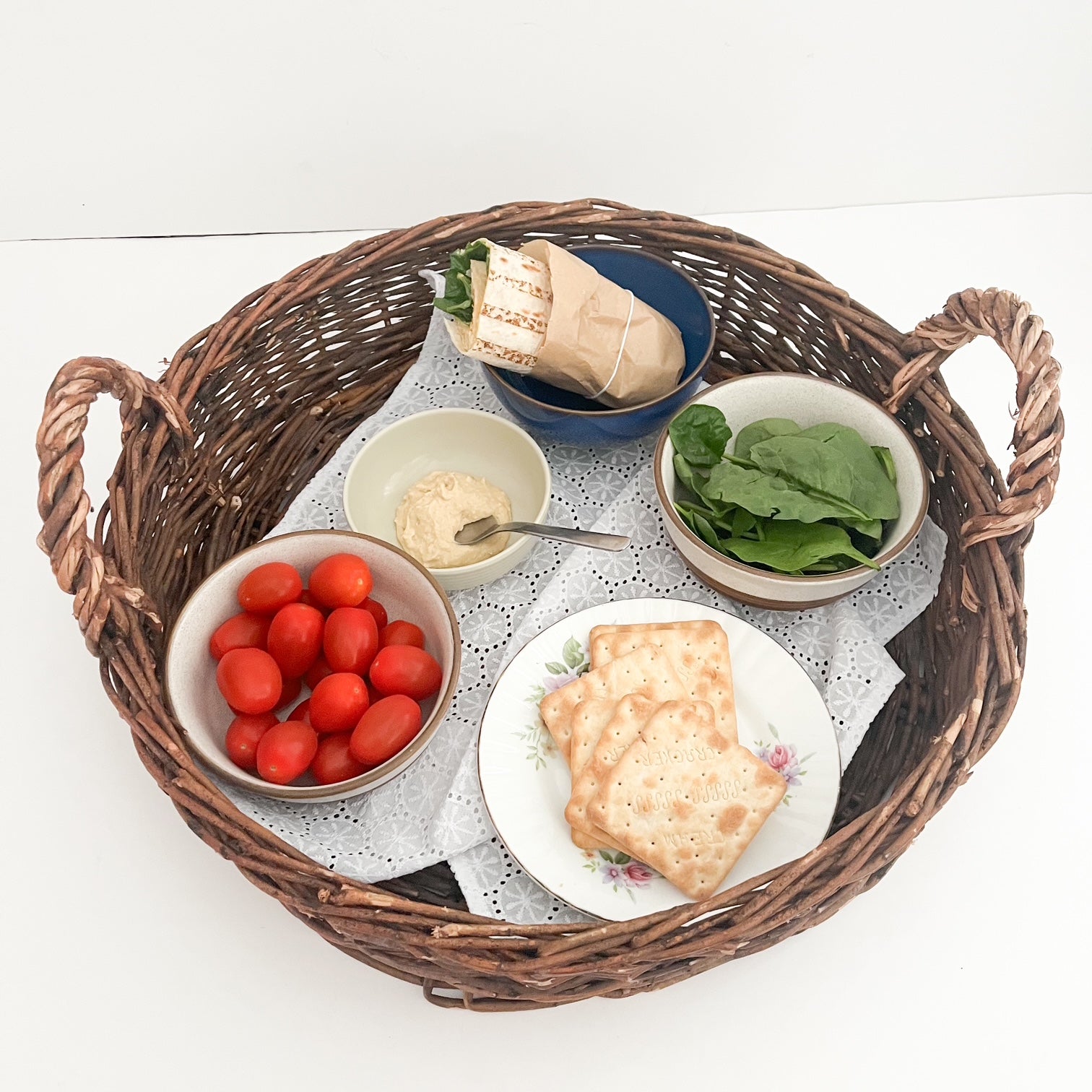 wicker serving tray