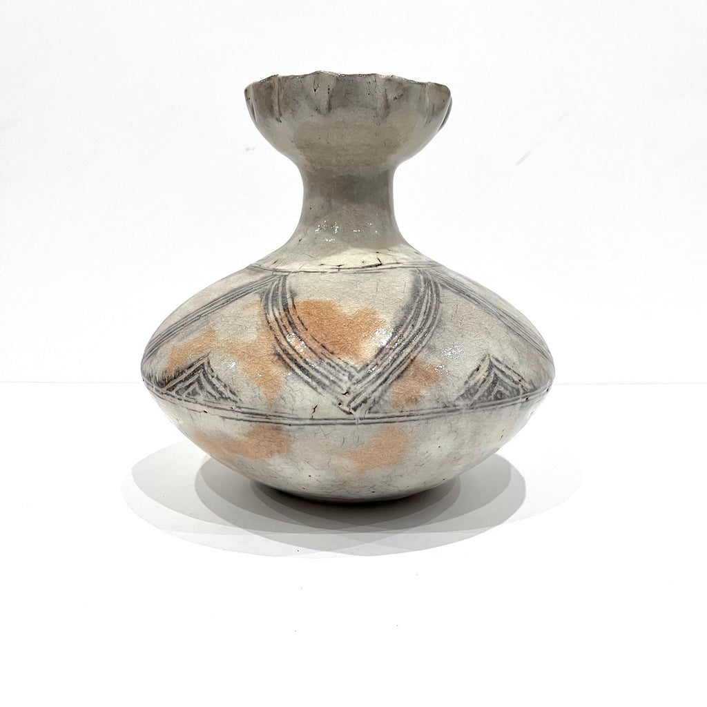 Kawamura Matajiro Antique Japanese Studio Pottery Vase – Incised Yohen Tsubo Jar with Tomobako Box