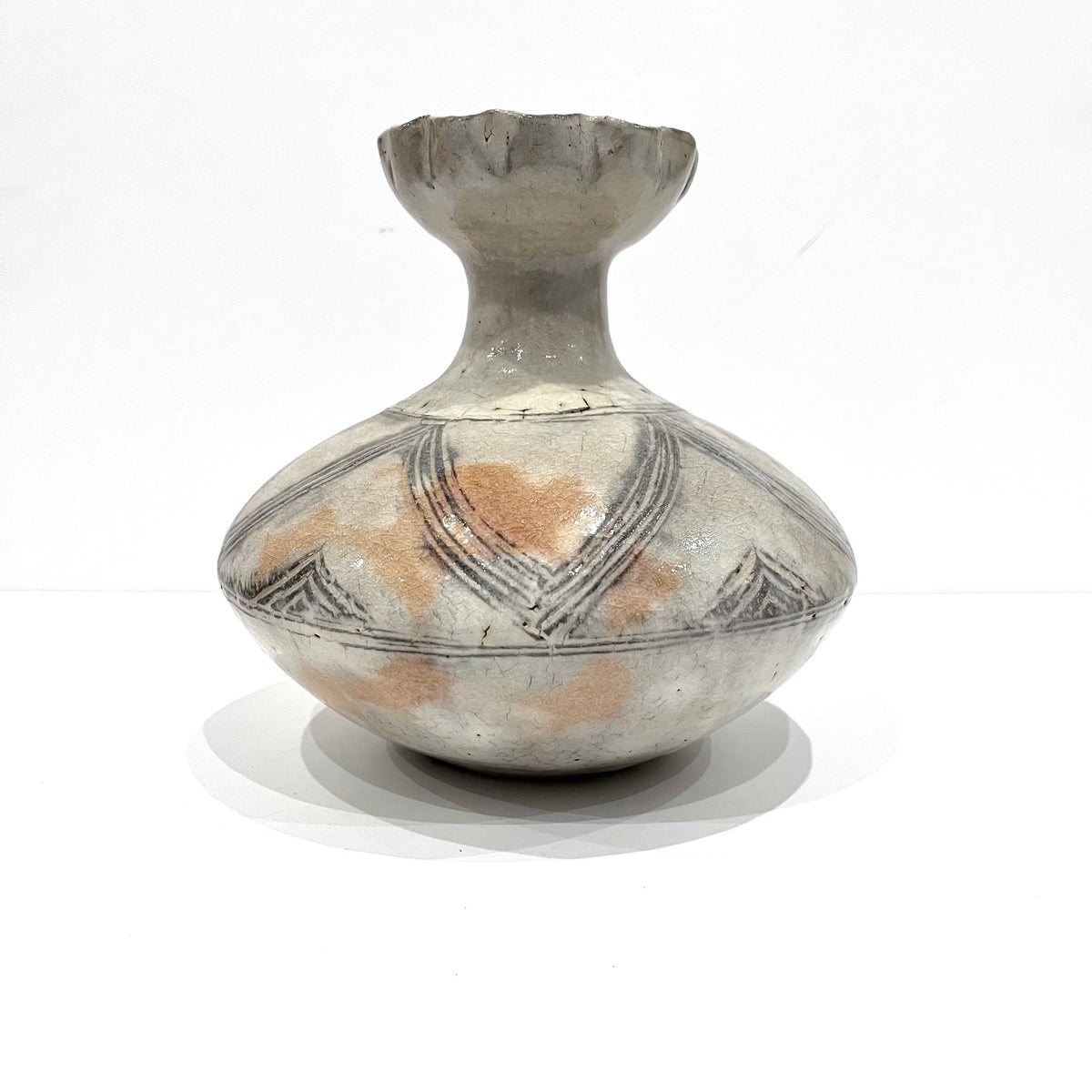 Kawamura Matajiro Antique Japanese Studio Pottery Vase – Incised Yohen Tsubo Jar with Tomobako Box