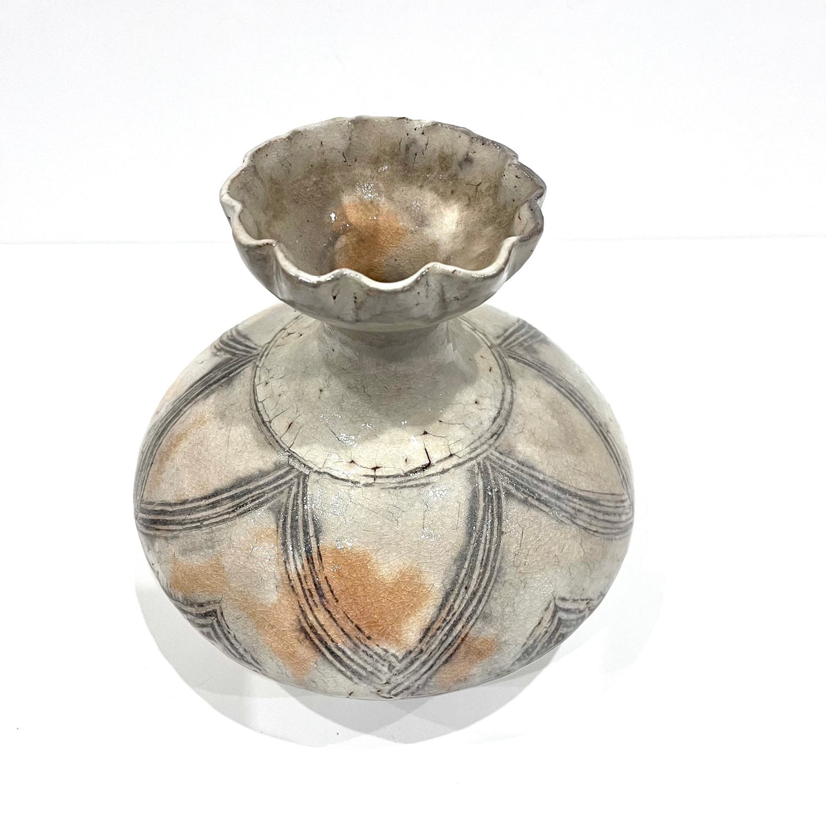 Kawamura Matajiro Antique Japanese Studio Pottery Vase – Incised Yohen Tsubo Jar with Tomobako Box
