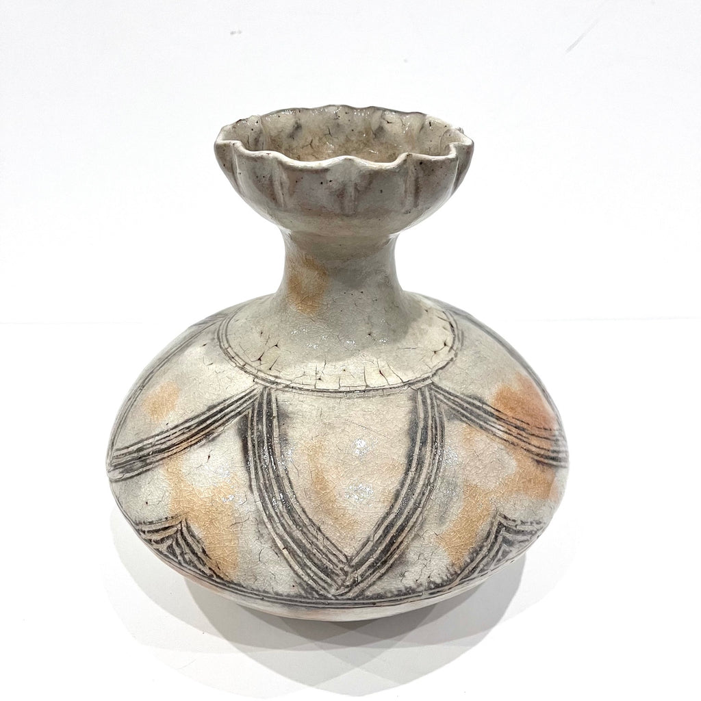 Kawamura Matajiro Antique Japanese Studio Pottery Vase – Incised Yohen Tsubo Jar with Tomobako Box