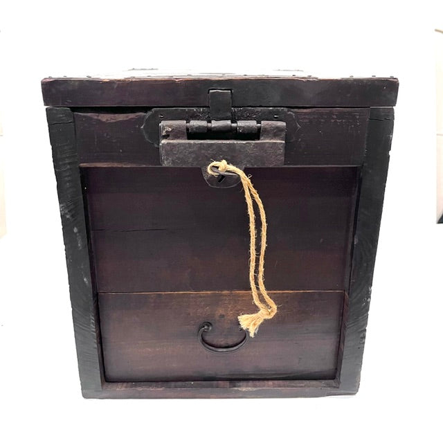 19th century Japanese Zenibako merchant chest with original iron hardware