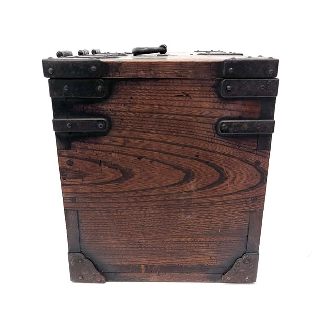 Japanese Meiji period wooden writing box from the side