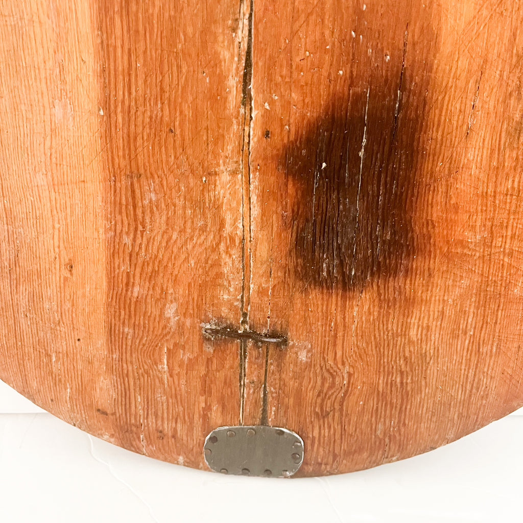 Wood board with metal patches