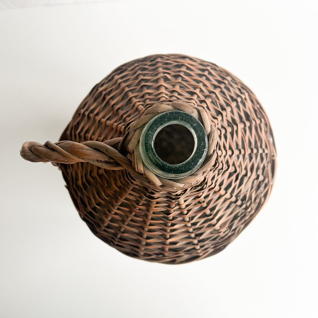 vintage european wicker wine bottle