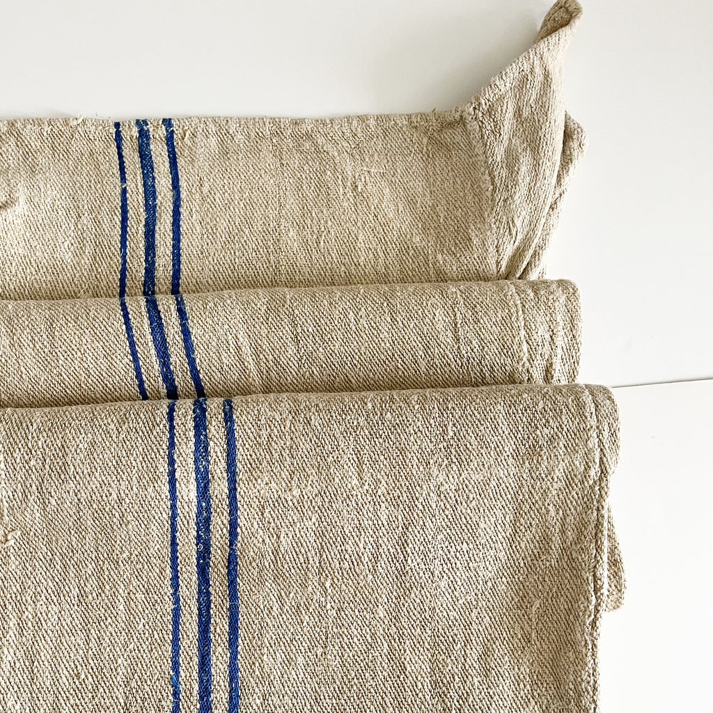 blue stripe grain sack