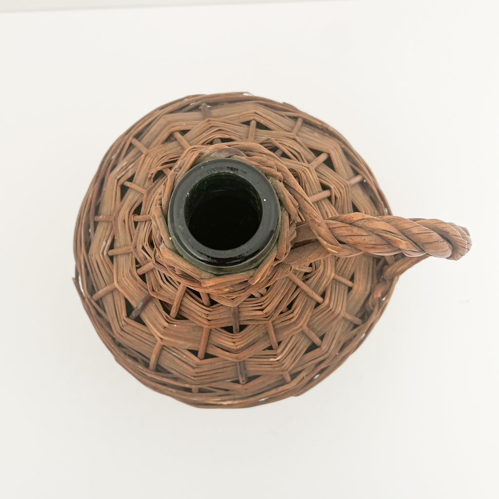 handwoven wicker bottle