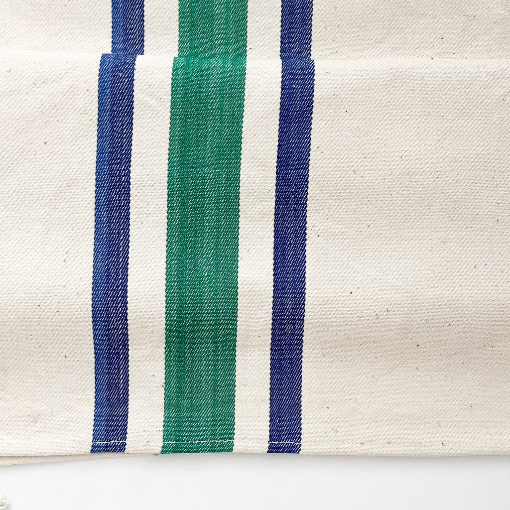 Hungarian Grain Sack Fabric with Blue and Green Stripes