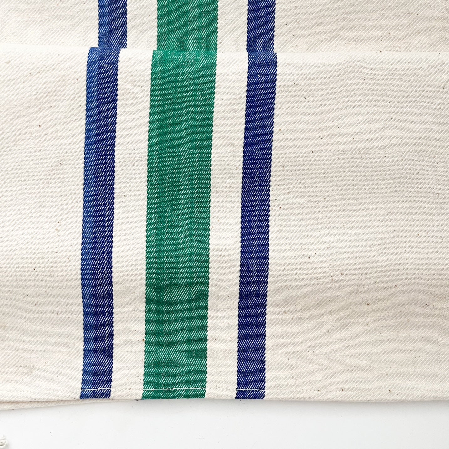 Hungarian Grain Sack Fabric with Blue and Green Stripes