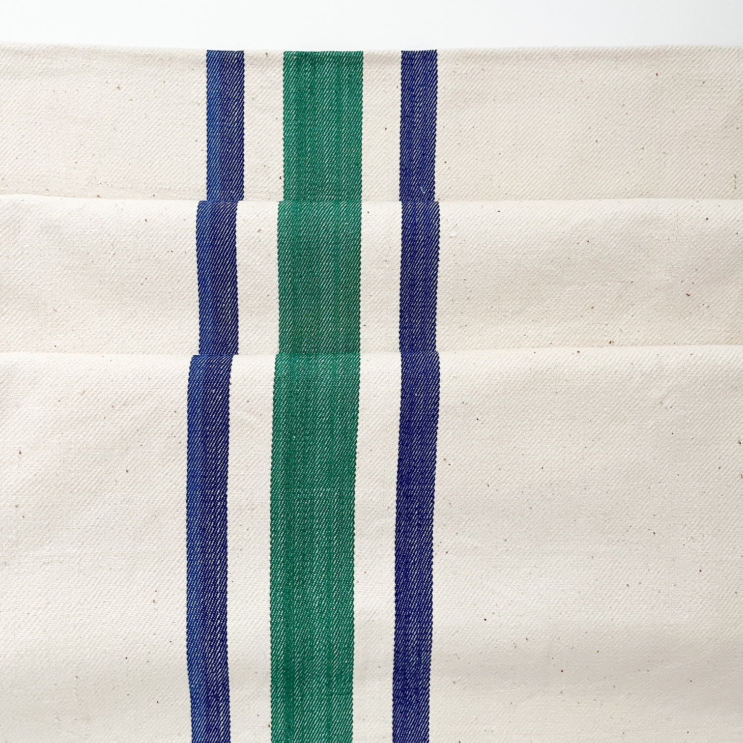 Hungarian Grain Sack Fabric with Blue and Green Stripes