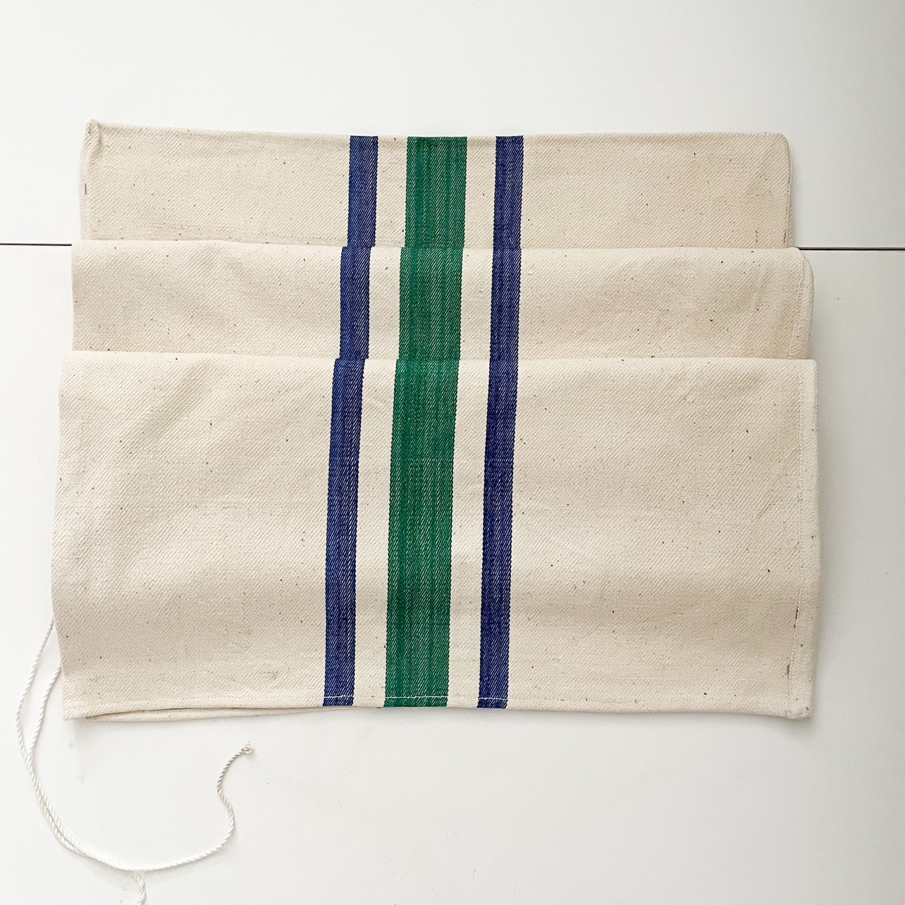 Hungarian Grain Sack Fabric with Blue and Green Stripes