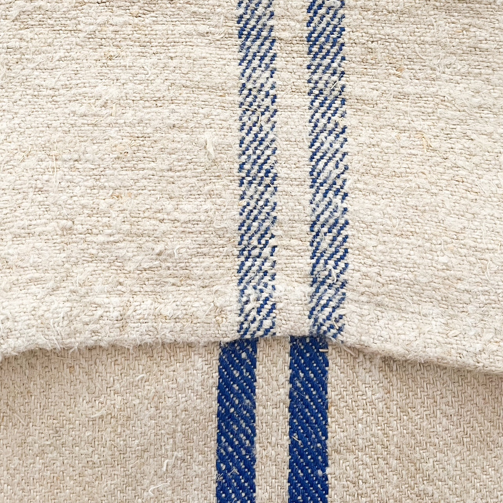 blue striped grain sack fabric