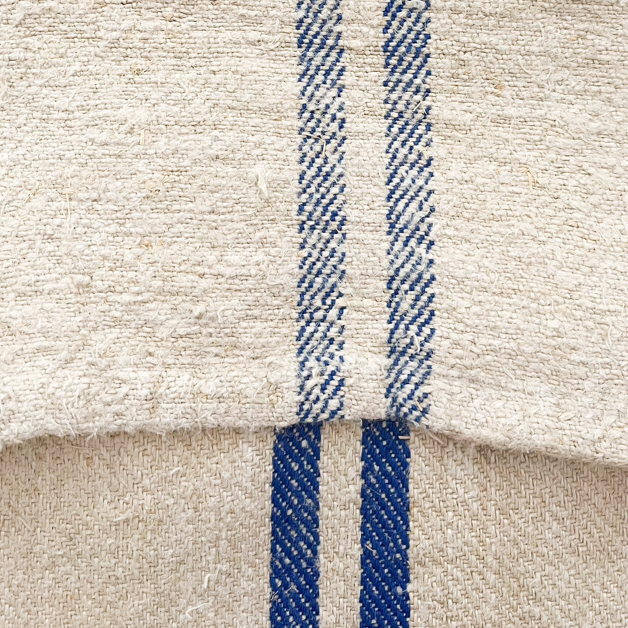 blue striped grain sack fabric