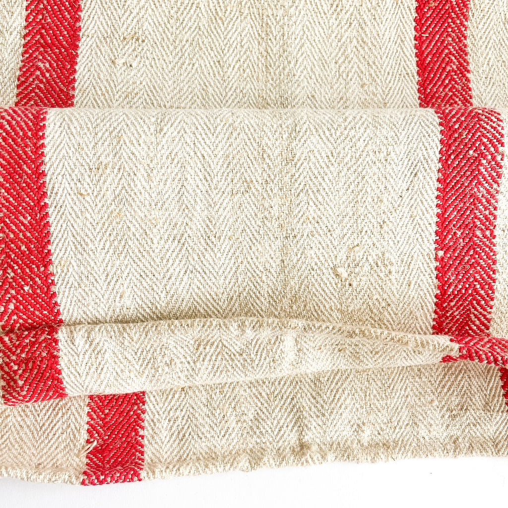 farmhouse grain sack red stripes