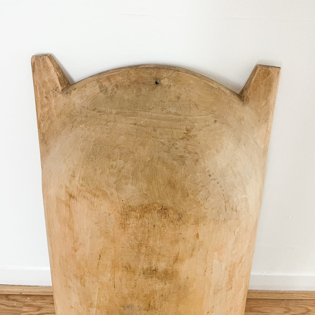 hand-carved wooden dough bowl