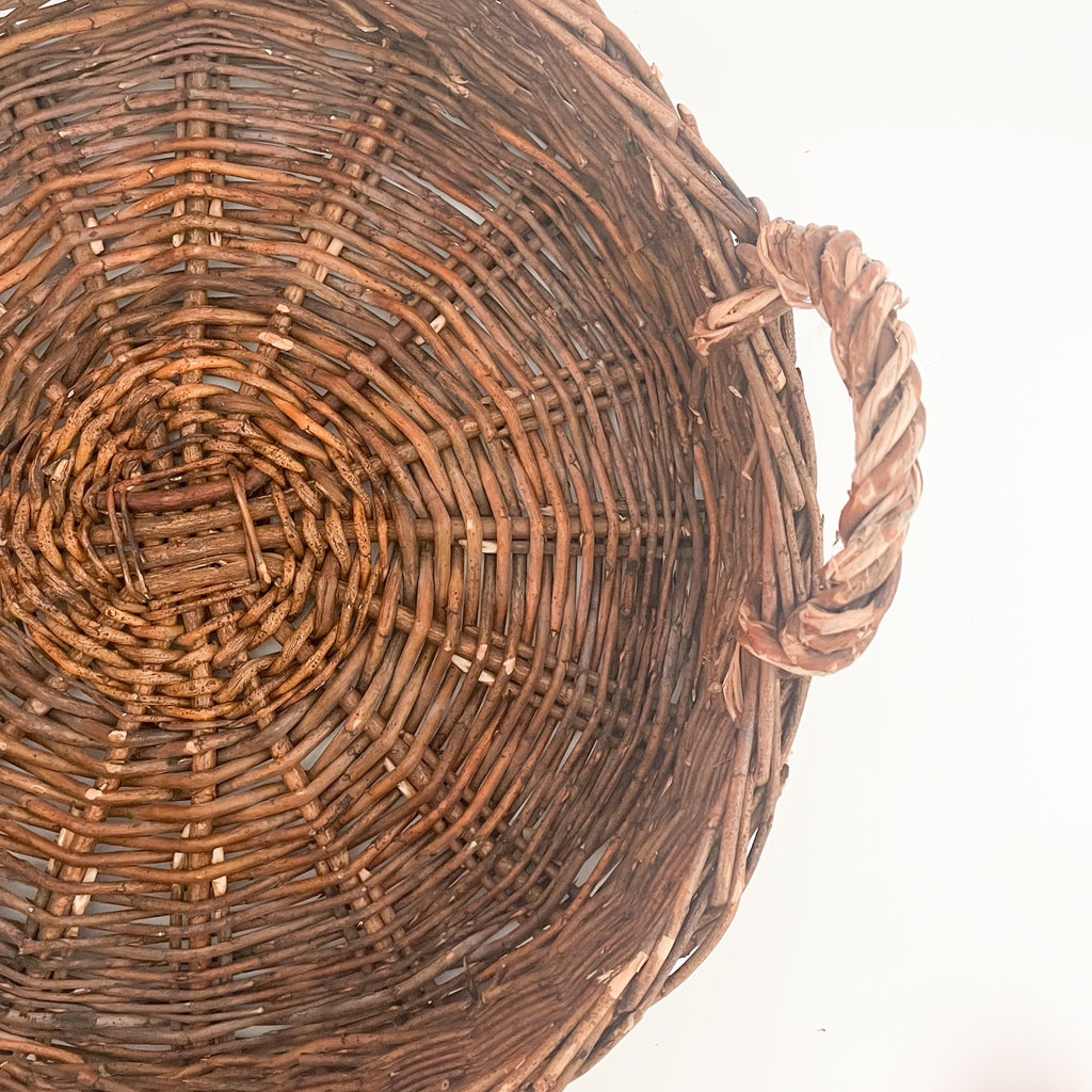 handmade basket tray with handles