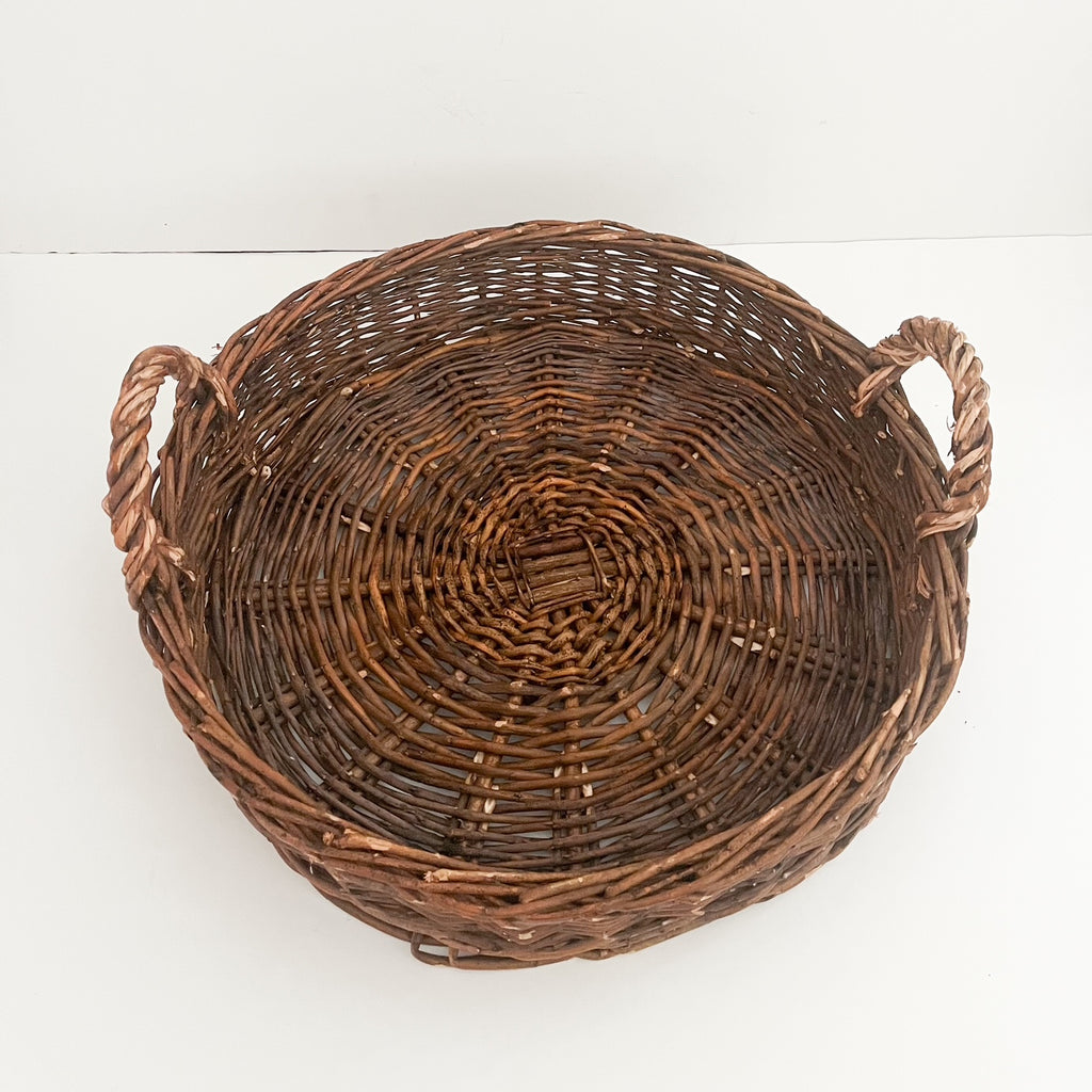 woven wicker tray basket